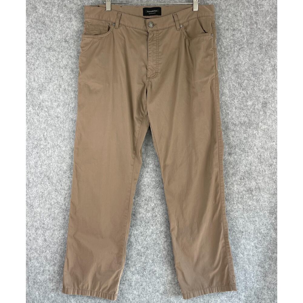 Ermenegildo Zegna Chino Pants Mens 38x30 Brown Straight Stretch Preppy